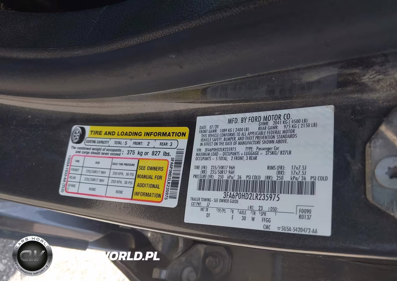 2020 Ford Fusion Se VIN:3FA6P0HD2LR235975 - 9