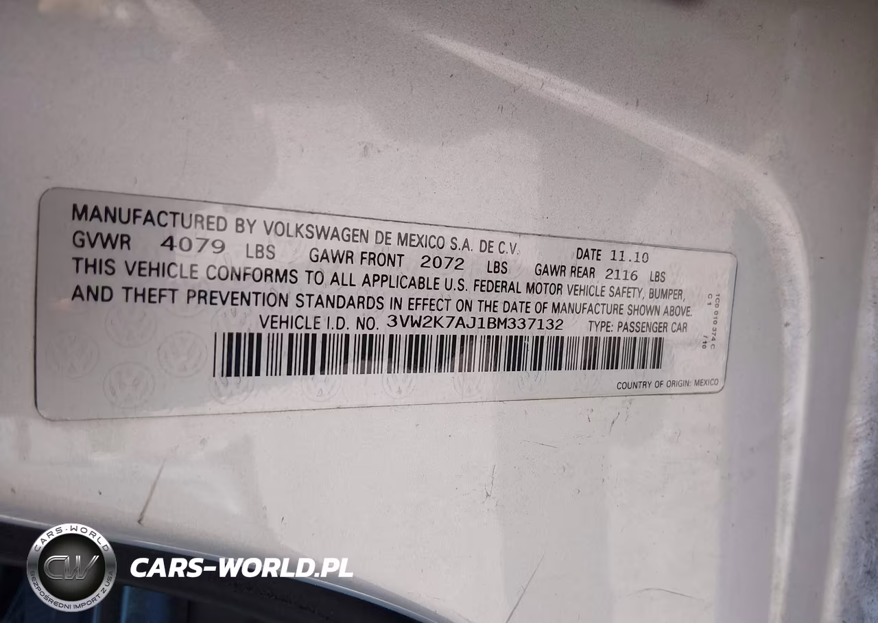 2011 Volkswagen Jetta 2.0L S VIN:3VW2K7AJ1BM337132 - 9