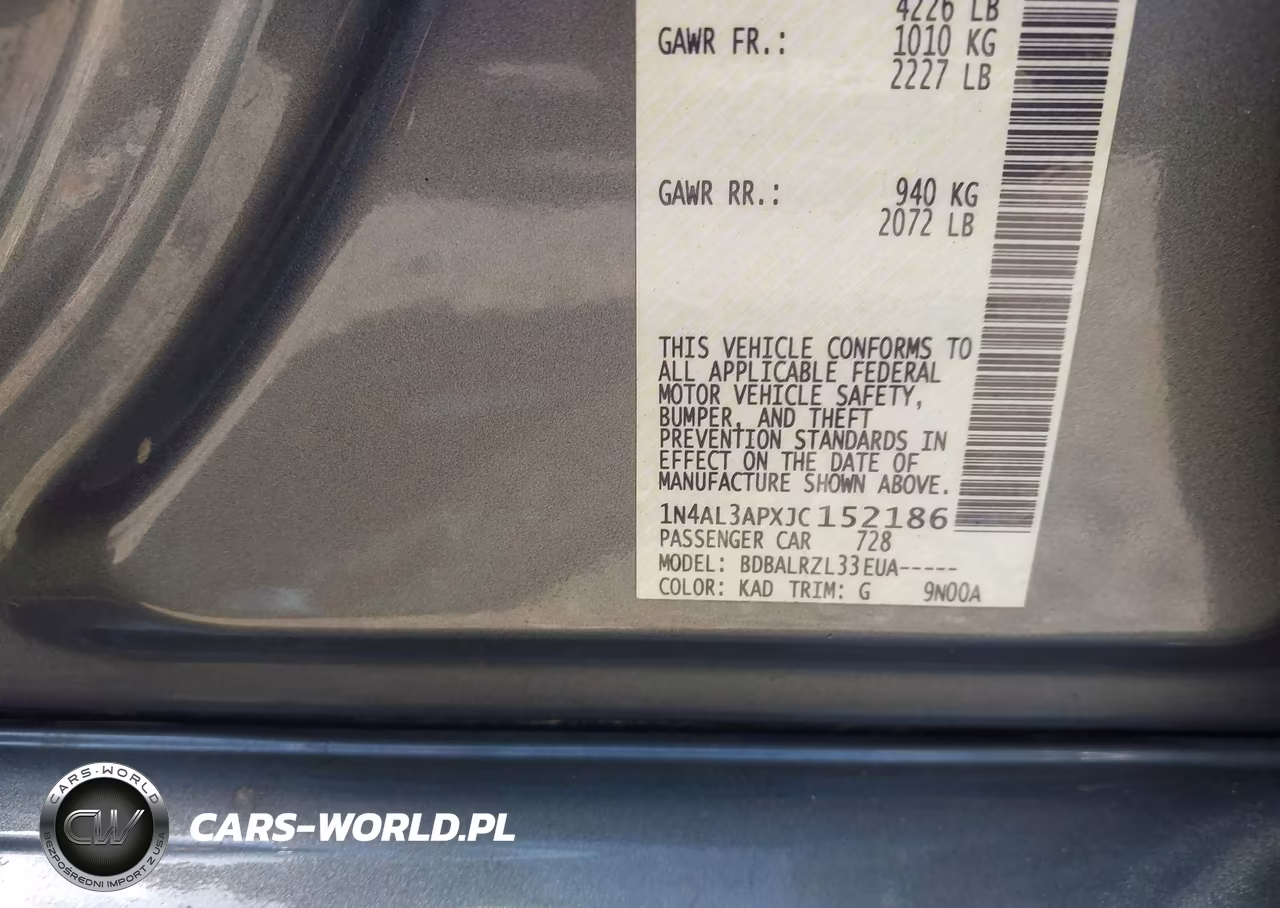 2018 Nissan Altima 2.5 Sl VIN:1N4AL3APXJC152186 - 9