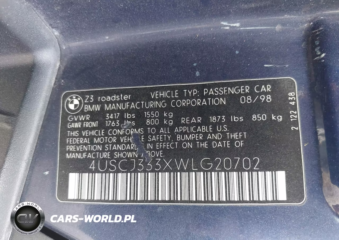 1998 BMW Z3 2.8 VIN:4USCJ333XWLG20702 - 9