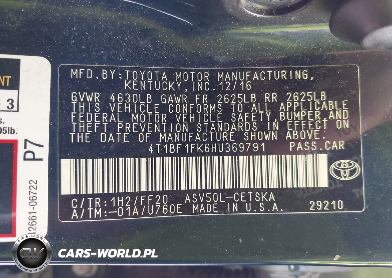 2017 Toyota Camry Se VIN:4T1BF1FK6HU369791 - 9