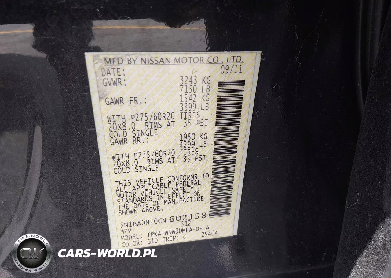 2012 Nissan Armada Platinum VIN:5N1BA0NF0CN602158 - 9