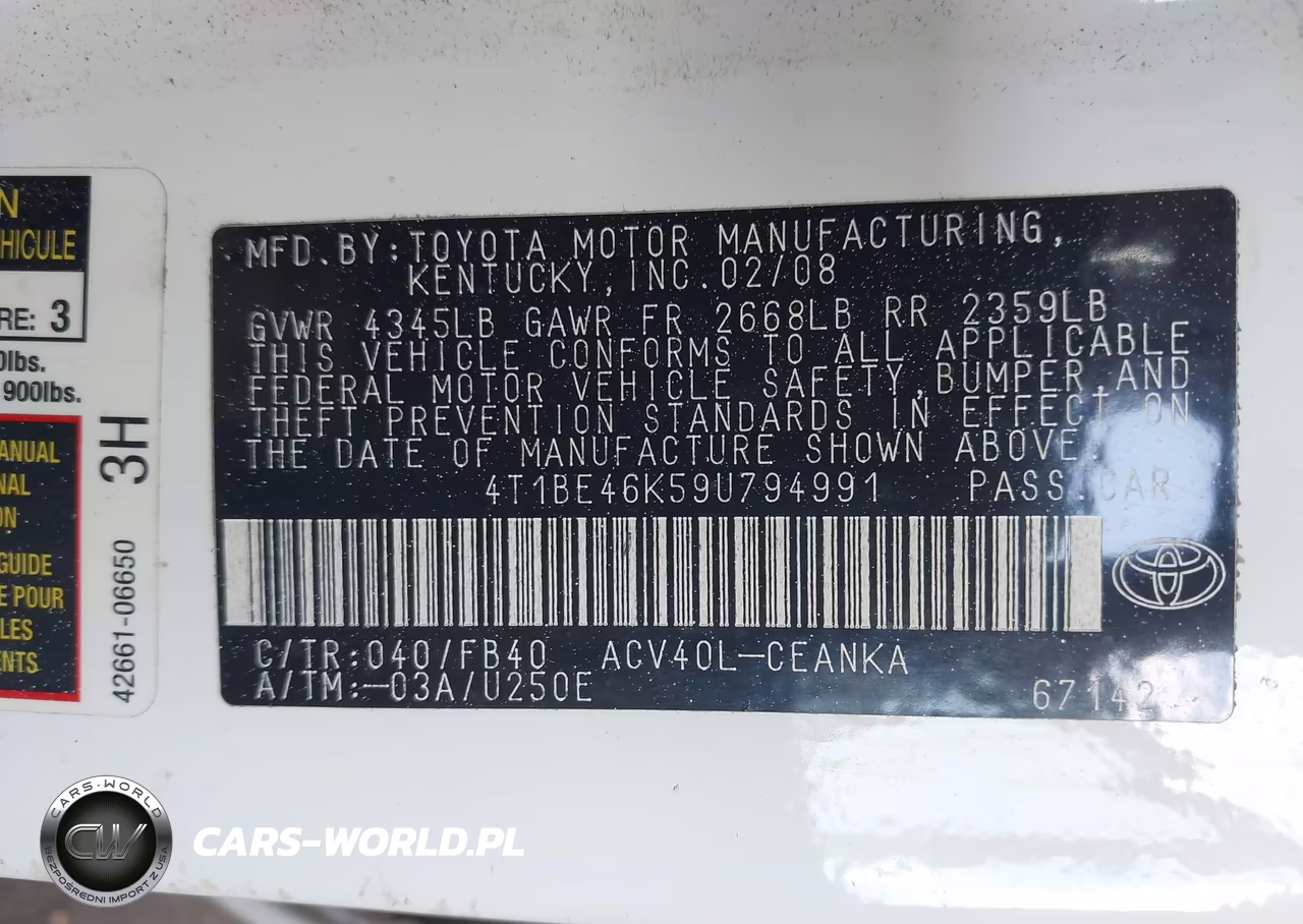 2009 Toyota Camry Le VIN:4T1BE46K59U794991 - 9