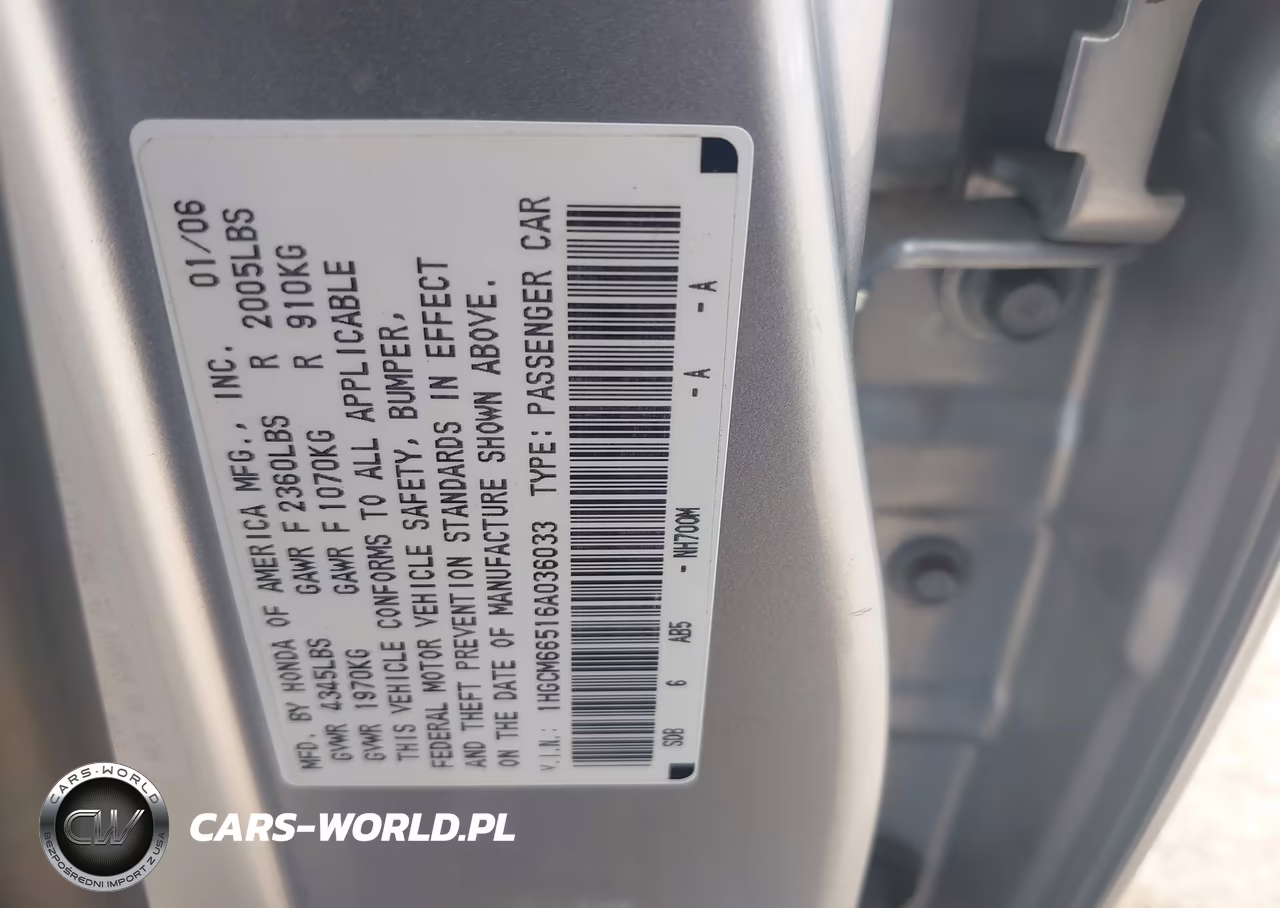 2006 Honda Accord 3.0 Ex VIN:1HGCM66516A036033 - 9