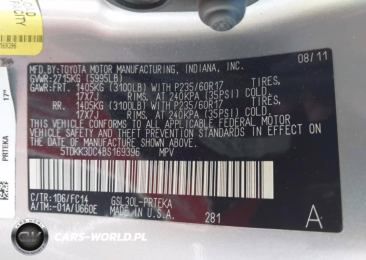 2011 Toyota Sienna Le V6 VIN:5TDKK3DC4BS169396 - 9