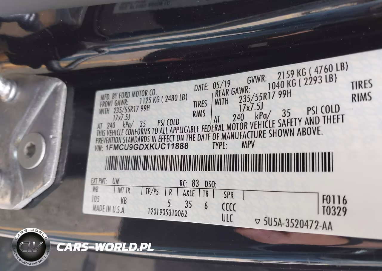2019 Ford Escape Se VIN:1FMCU9GDXKUC11888 - 9