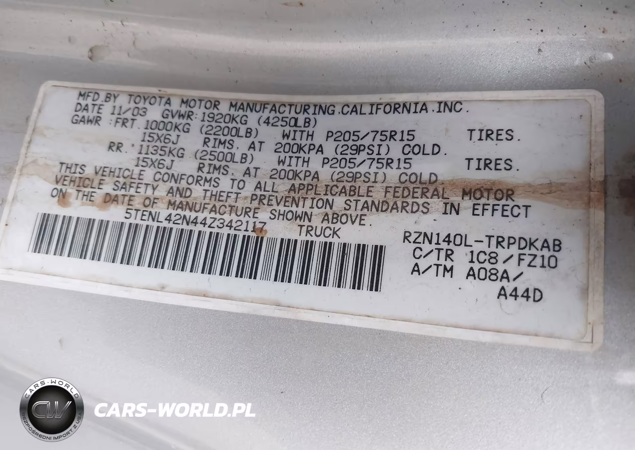 2004 Toyota Tacoma VIN:5TENL42N44Z342117 - 9