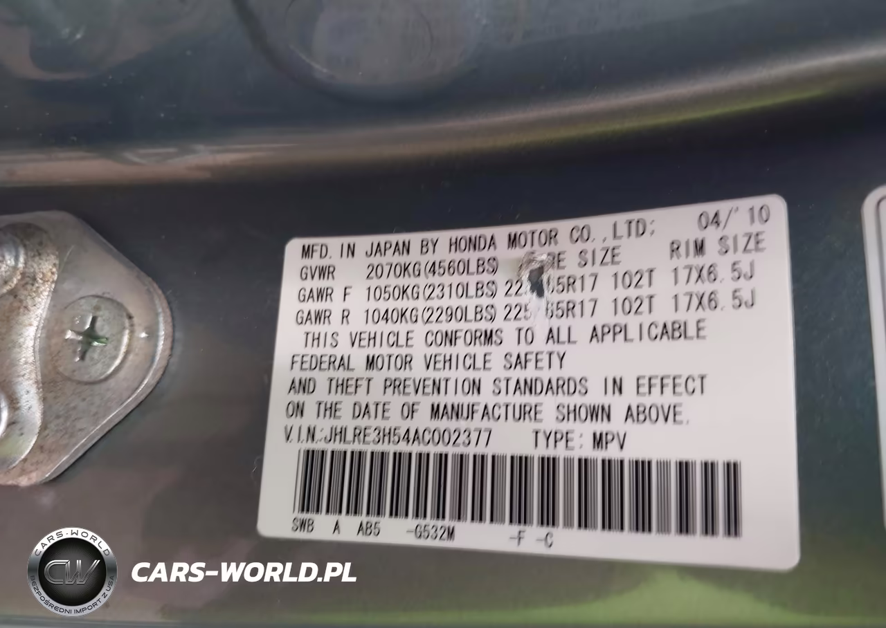 2010 Honda Cr-V Ex VIN:JHLRE3H54AC002377 - 9