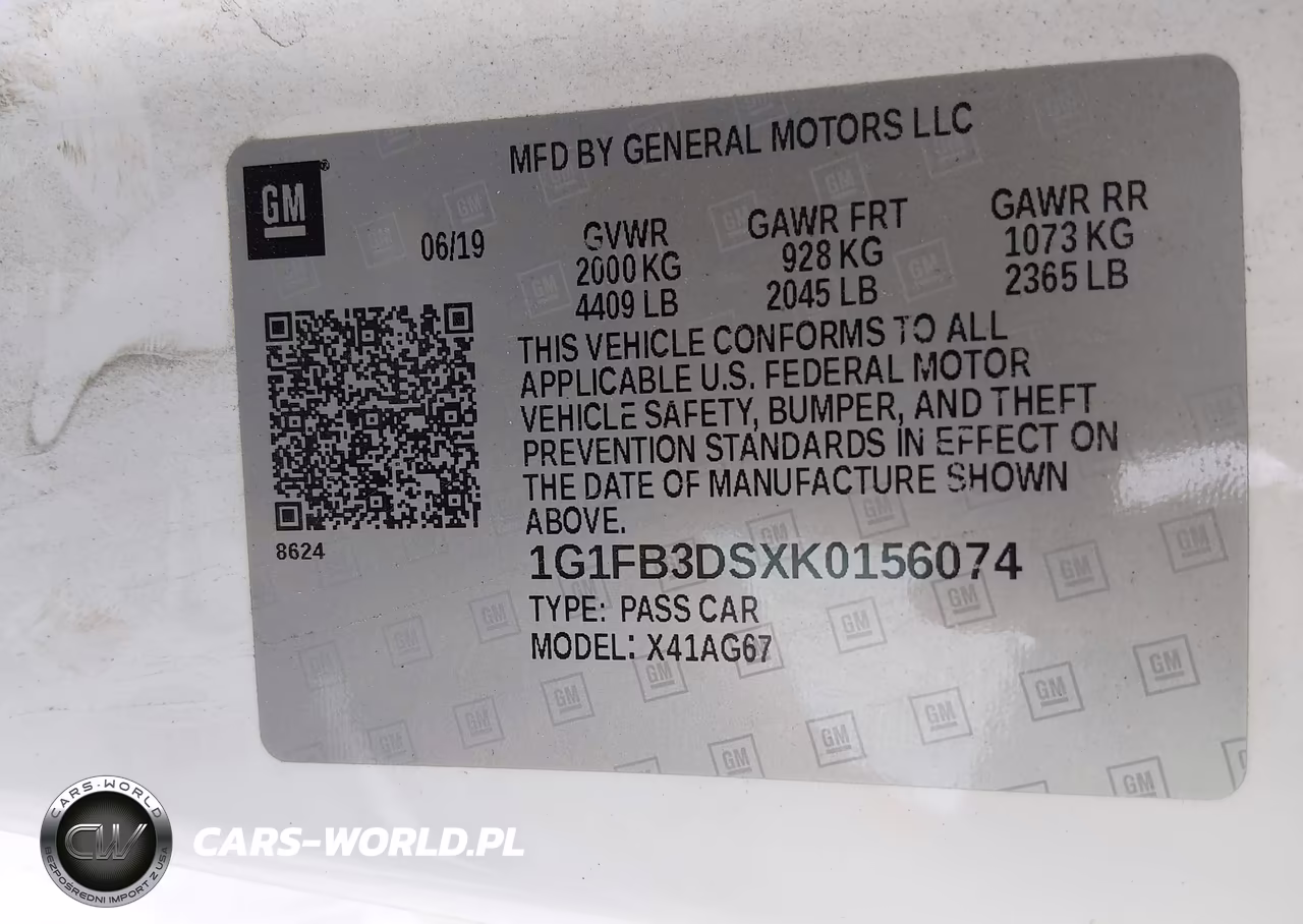 2019 Chevrolet Camaro 1Lt VIN:1G1FB3DSXK0156074 - 9