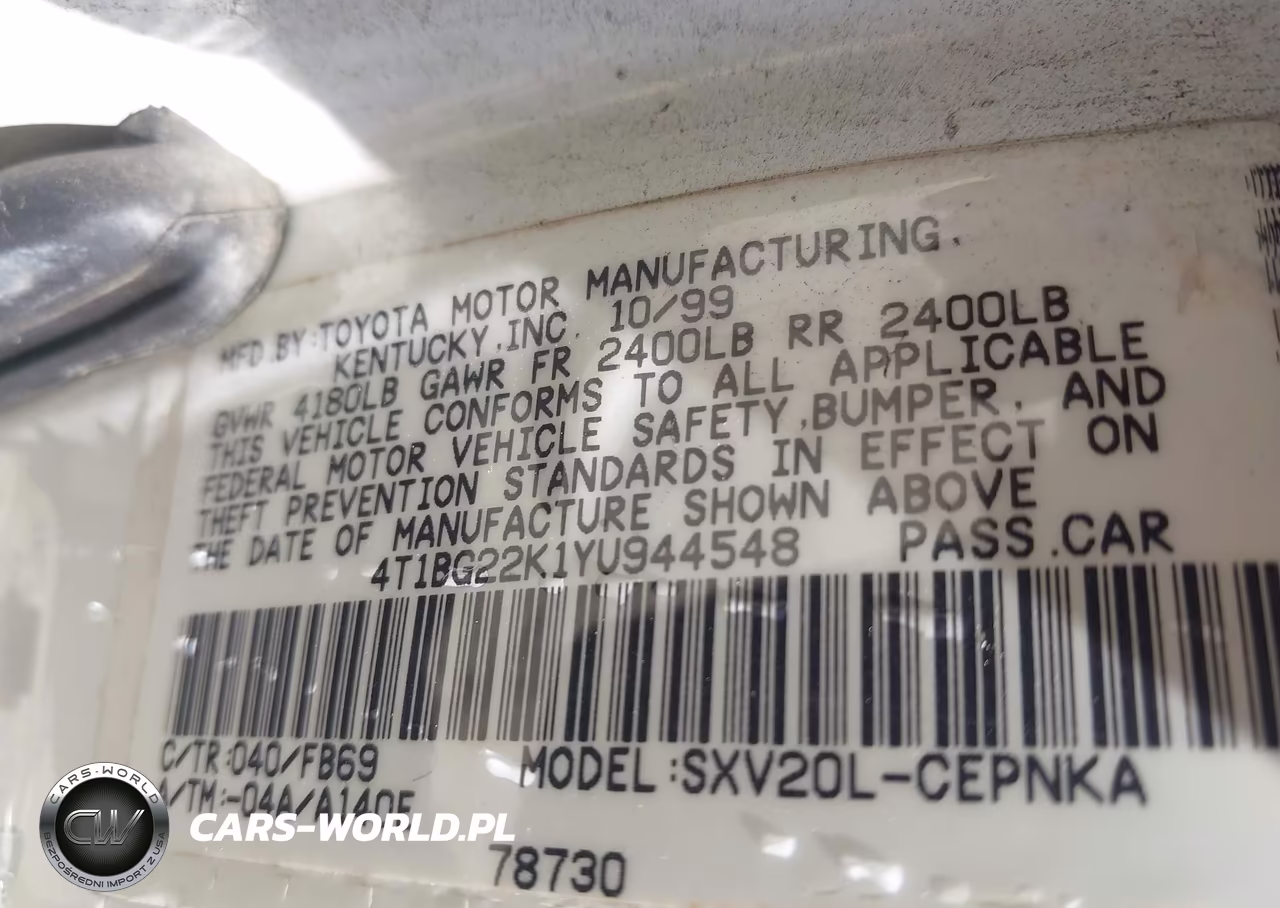 2000 Toyota Camry Le VIN:4T1BG22K1YU944548 - 9