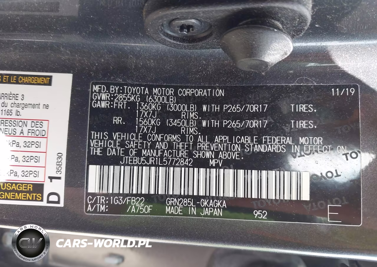 2020 Toyota 4Runner Sr5 VIN:JTEBU5JR1L5772842 - 9