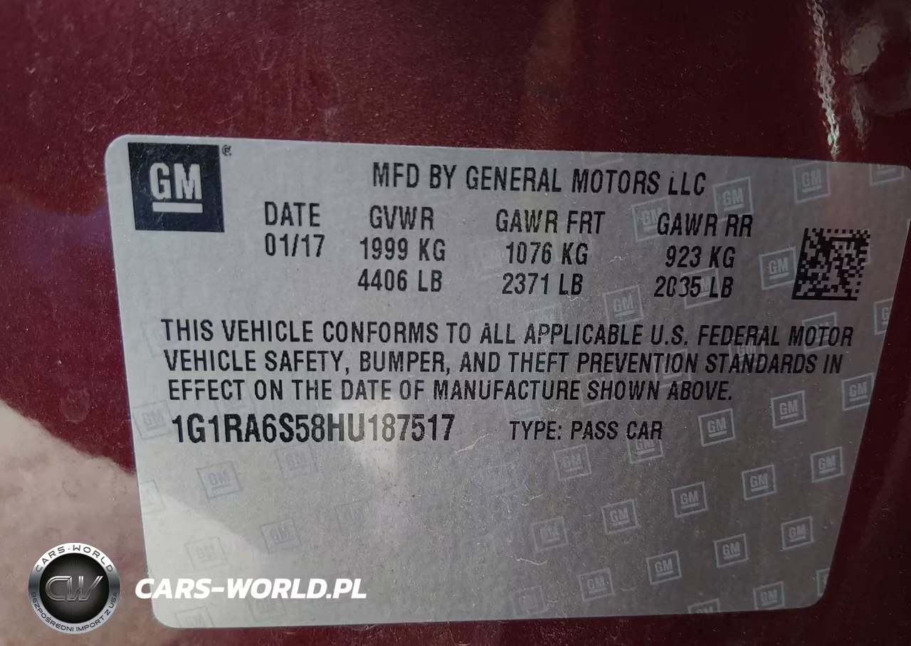 2017 Chevrolet Volt Lt VIN:1G1RA6S58HU187517 - 9