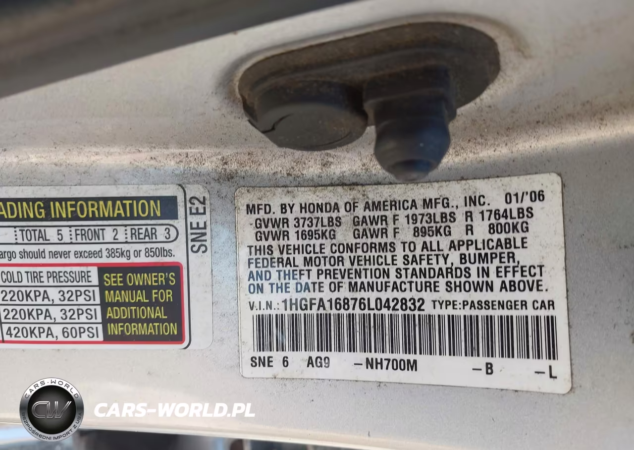 2006 Honda Civic Ex VIN:1HGFA16876L042832 - 9