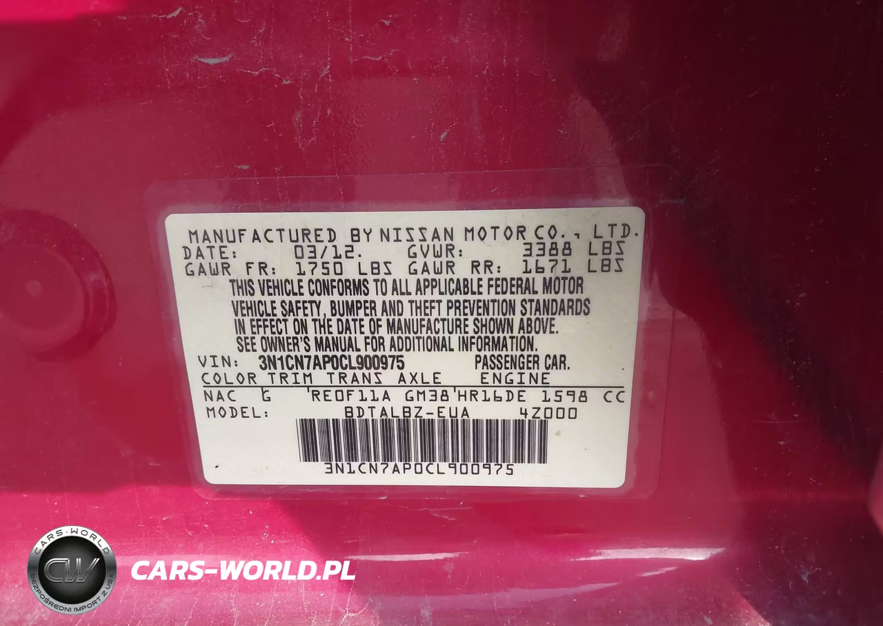 2012 Nissan Versa 1.6 Sv VIN:3N1CN7AP0CL900975 - 9
