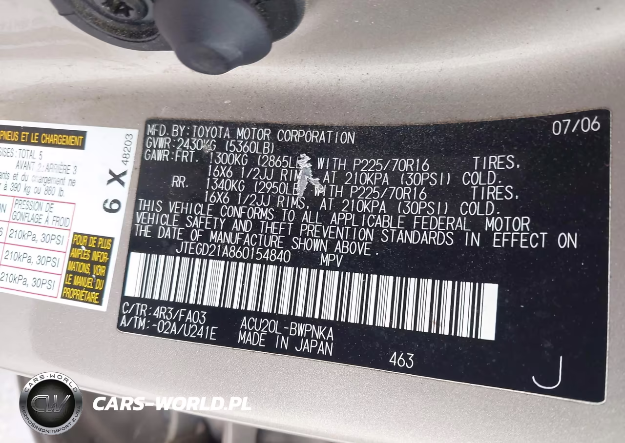 2006 Toyota Highlander VIN:JTEGD21A860154840 - 9