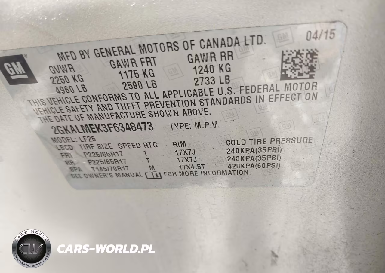 2015 GMC Terrain Sle-1 VIN:2GKALMEK3F6348473 - 9