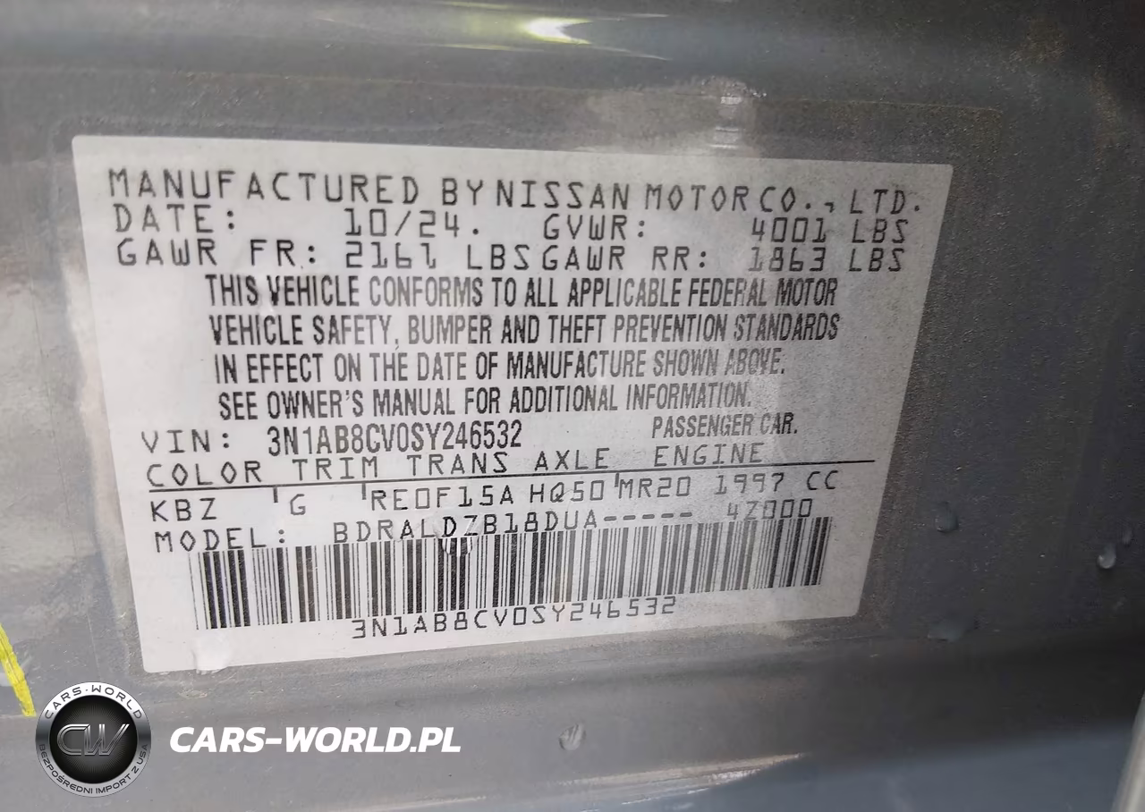 2025 Nissan Sentra Sv VIN:3N1AB8CV0SY246532 - 9
