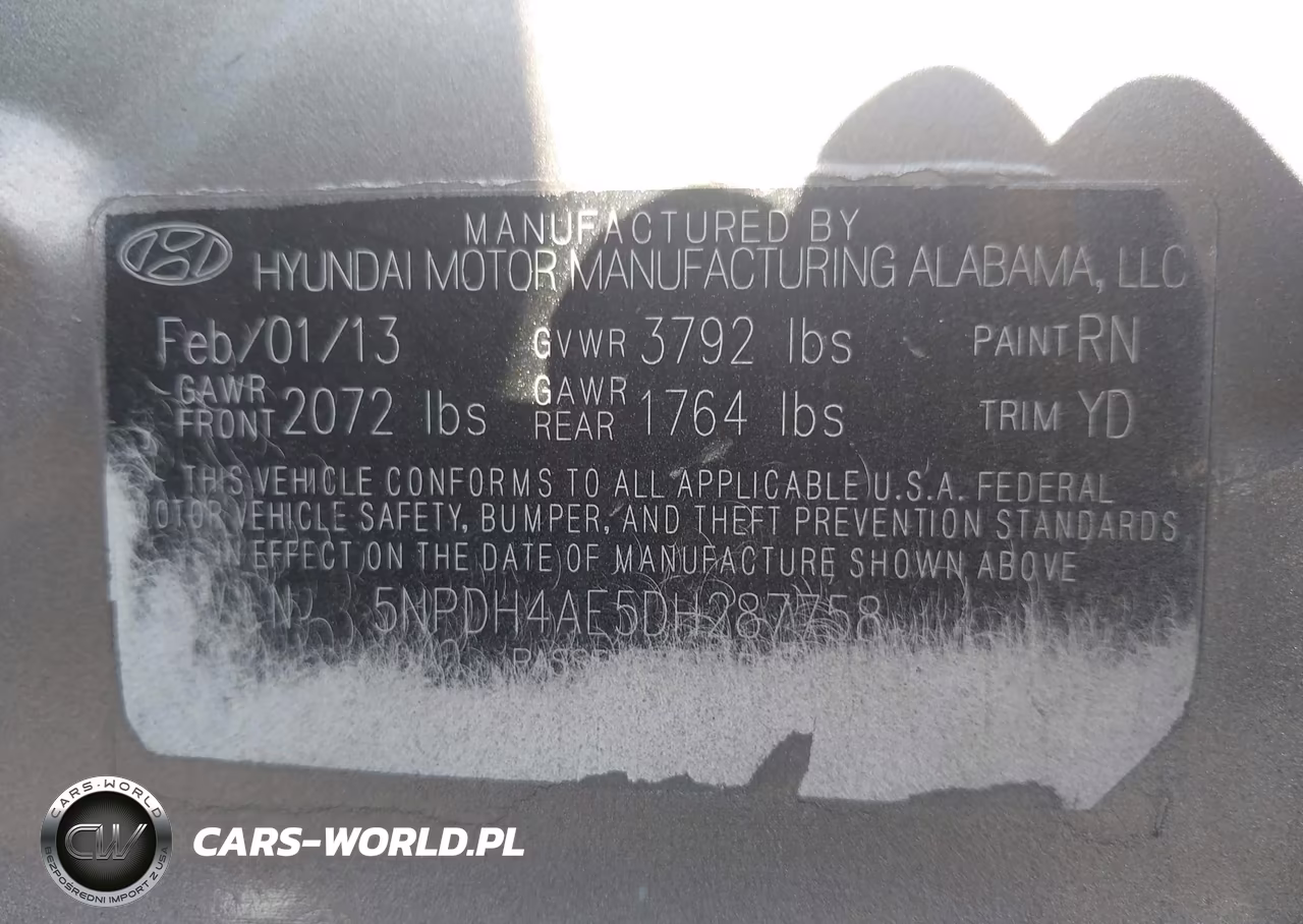 2013 Hyundai Elantra Gls VIN:5NPDH4AE5DH287758 - 9