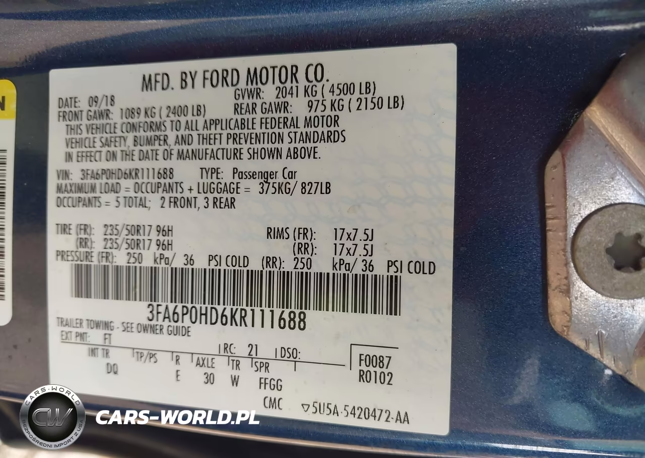 2019 Ford Fusion Se VIN:3FA6P0HD6KR111688 - 9