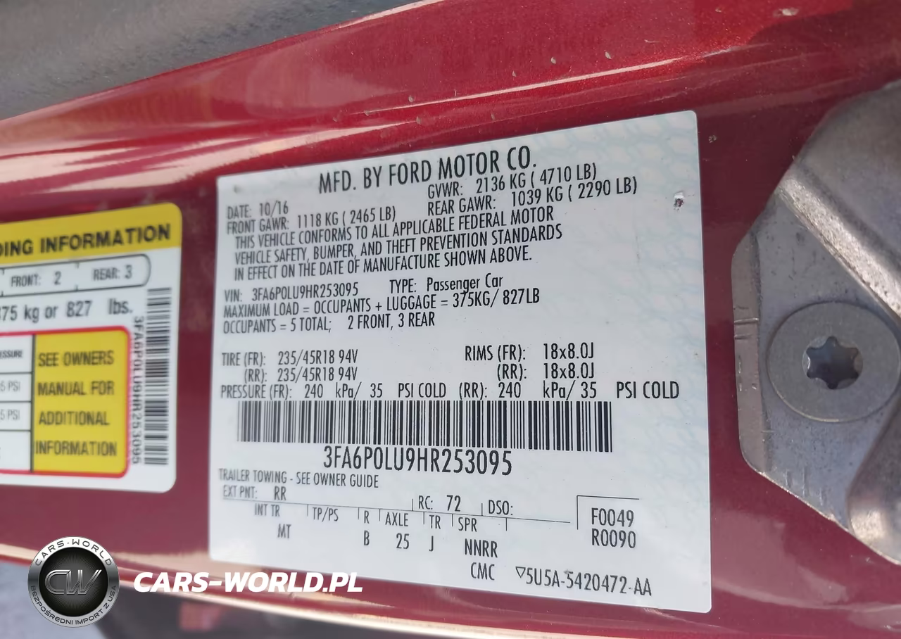 2017 Ford Fusion Hybrid Se VIN:3FA6P0LU9HR253095 - 9