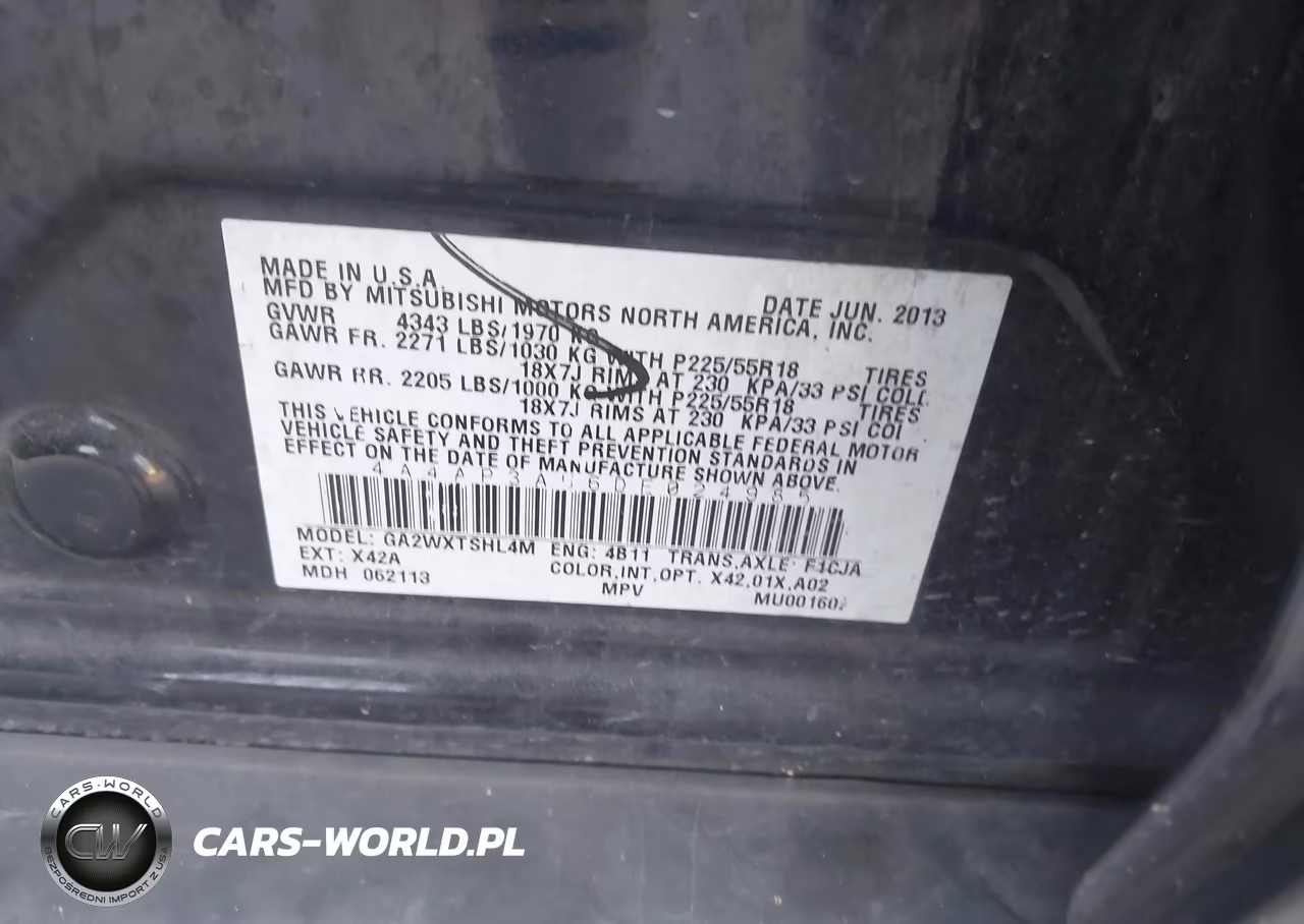 2013 Mitsubishi Outlander Sport Es VIN:4A4AP3AU6DE024985 - 9