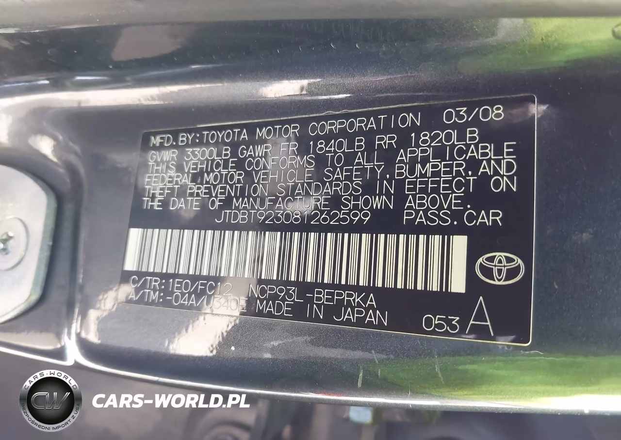 2008 Toyota Yaris VIN:JTDBT923081262599 - 9