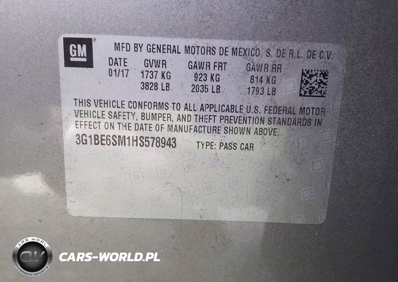 2017 Chevrolet Cruze Lt Auto VIN:3G1BE6SM1HS578943 - 9