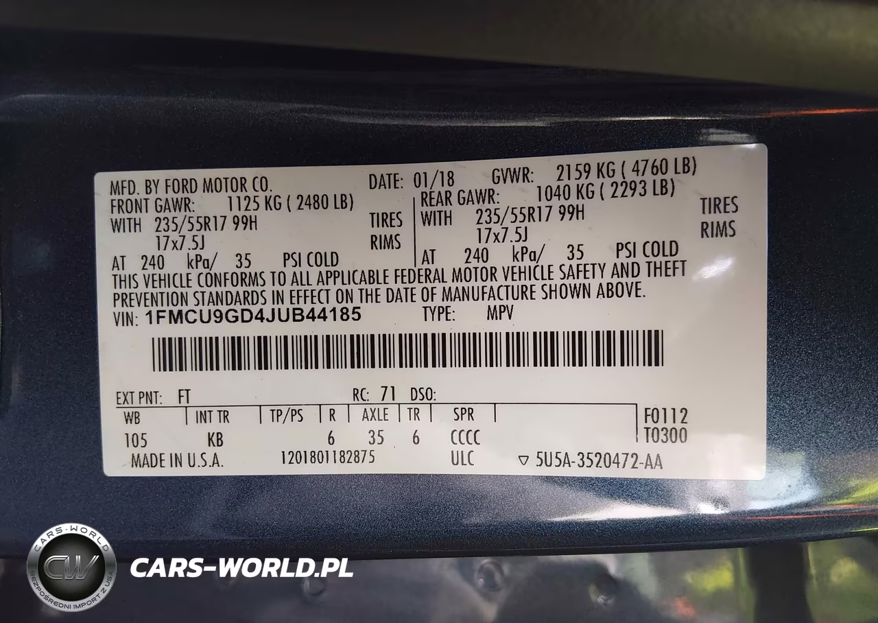 2018 Ford Escape Se VIN:1FMCU9GD4JUB44185 - 9