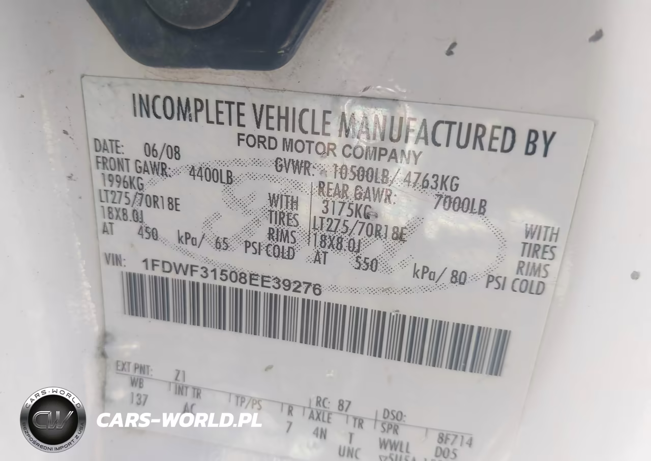 2008 Ford F-350 Xl-Xlt VIN:1FDWF31508EE39276 - 8