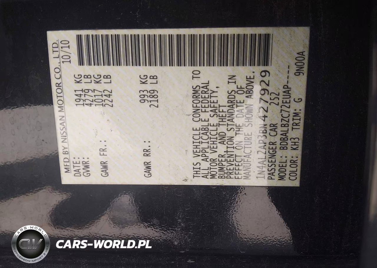 2011 Nissan Altima 2.5 S VIN:1N4AL2AP3BN427929 - 9