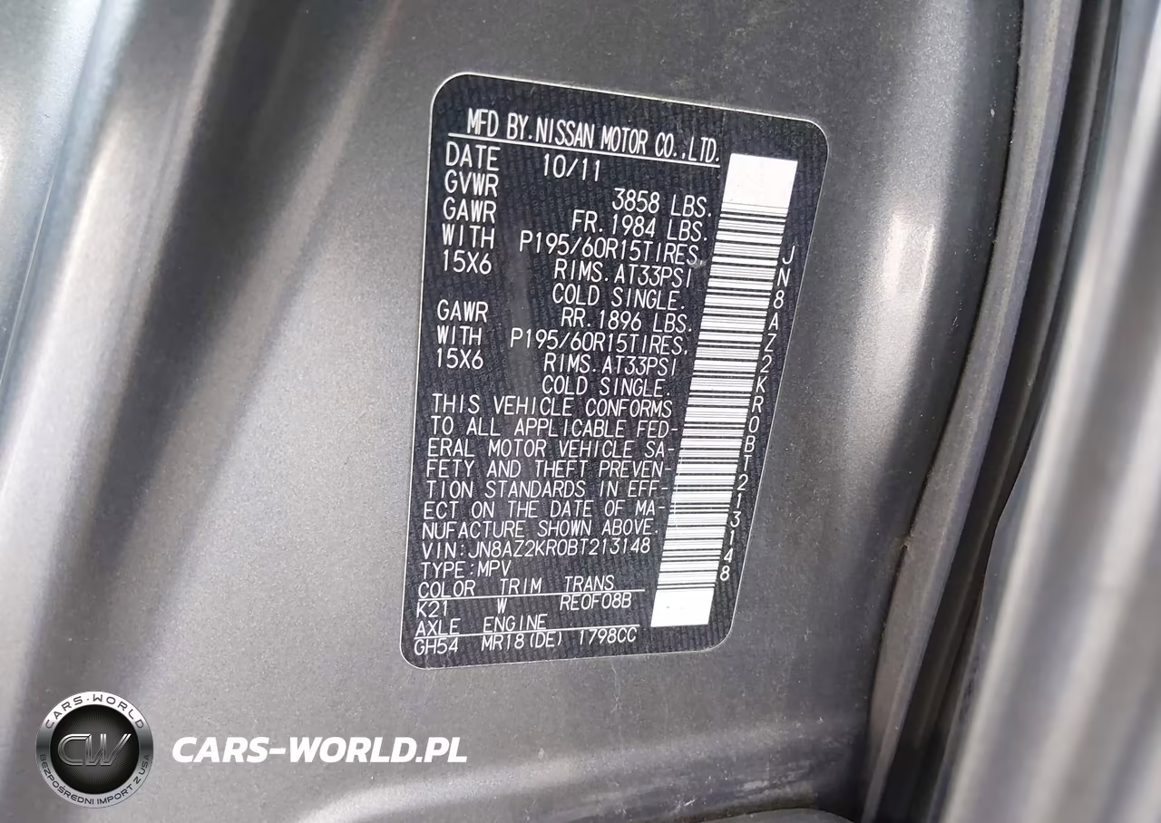 2011 Nissan Cube 1.8S VIN:JN8AZ2KR0BT213148 - 9
