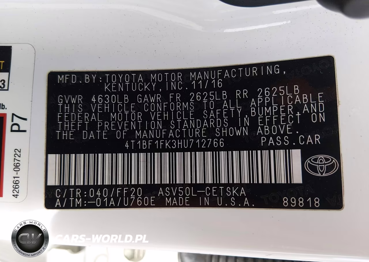 2017 Toyota Camry Se VIN:4T1BF1FK3HU712766 - 9