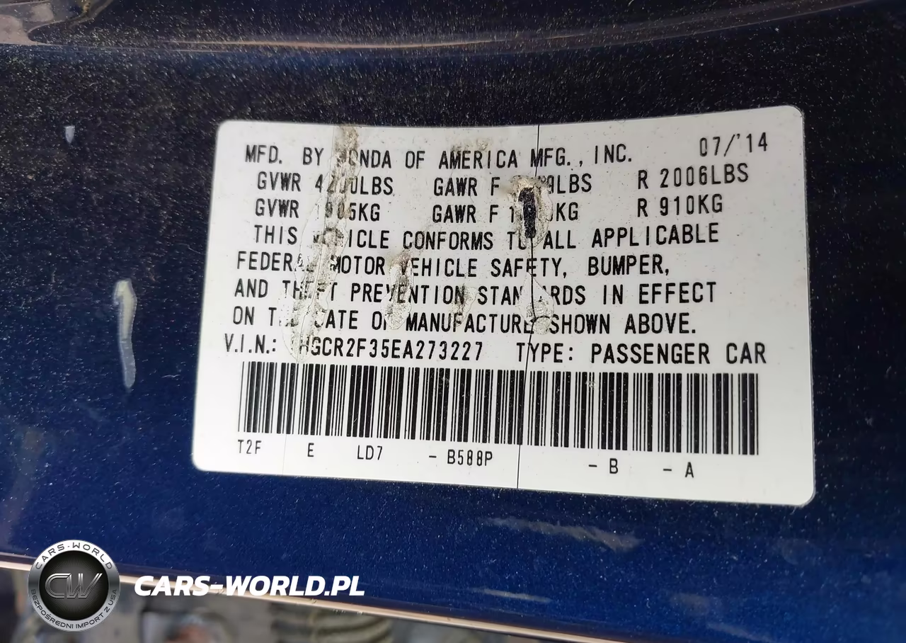 2014 Honda Accord Lx VIN:1HGCR2F35EA273227 - 9