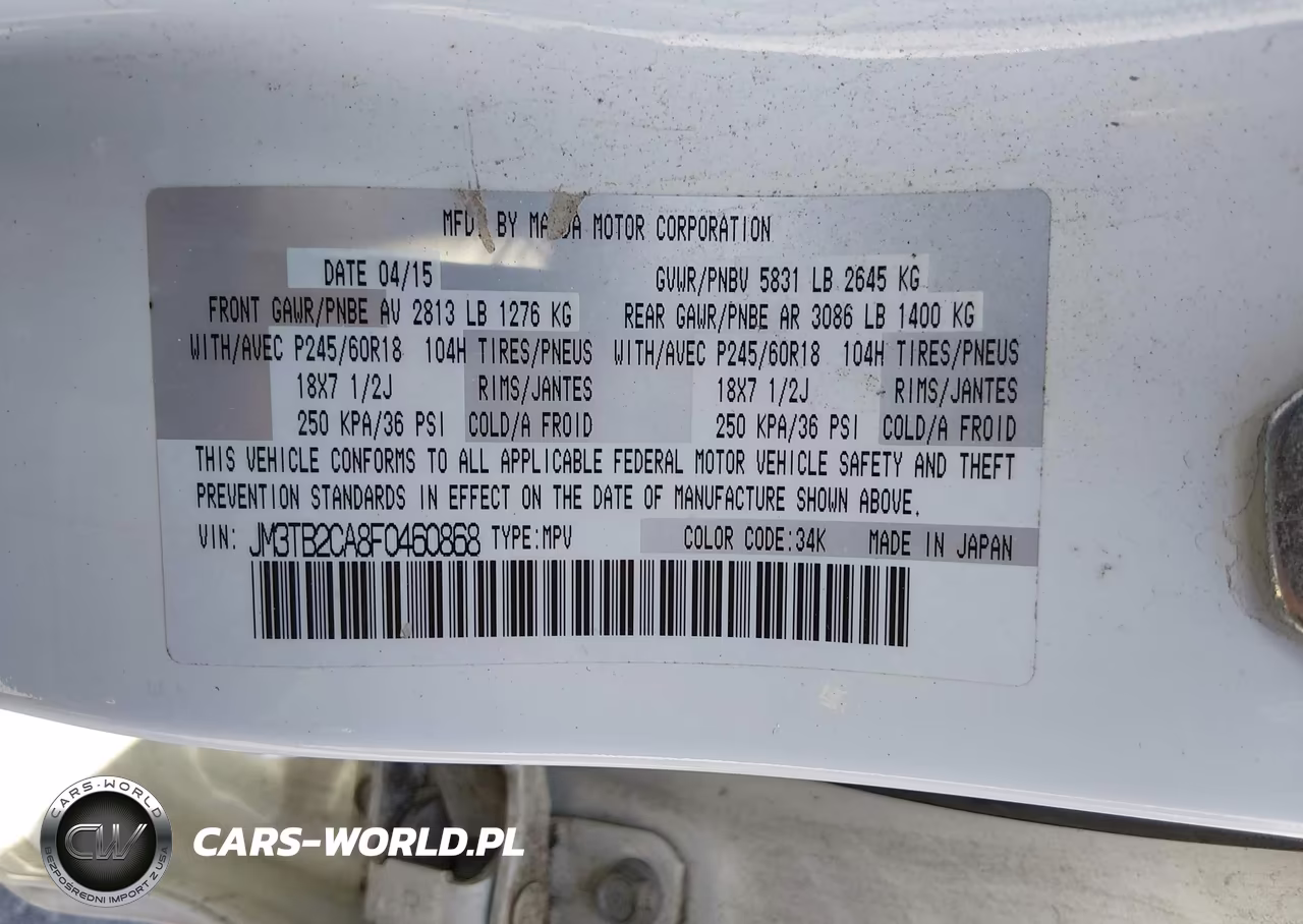 2015 Mazda Cx-9 Touring VIN:JM3TB2CA8F0460868 - 9
