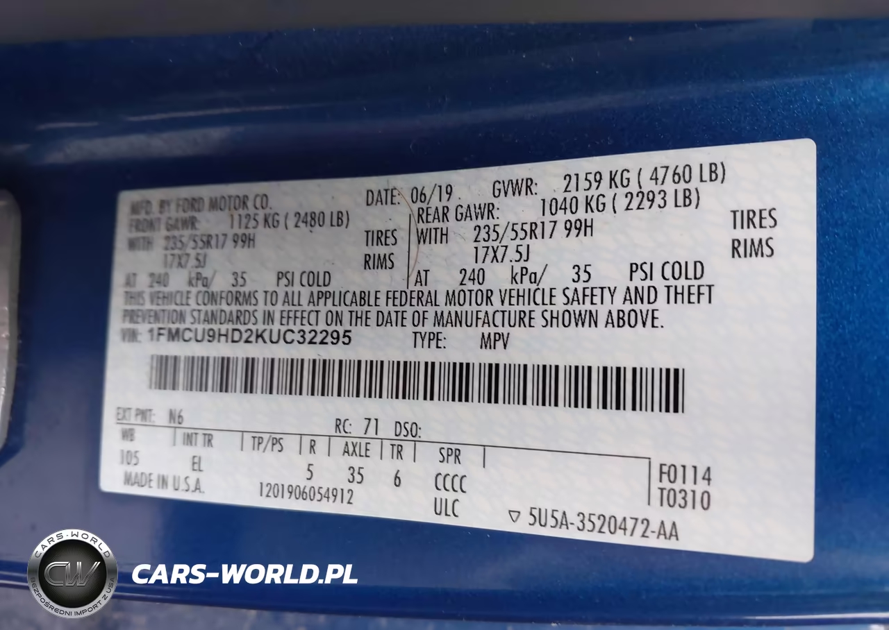 2019 Ford Escape Sel VIN:1FMCU9HD2KUC32295 - 9
