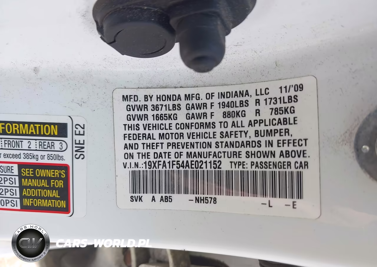 2010 Honda Civic Lx VIN:19XFA1F54AE021152 - 9