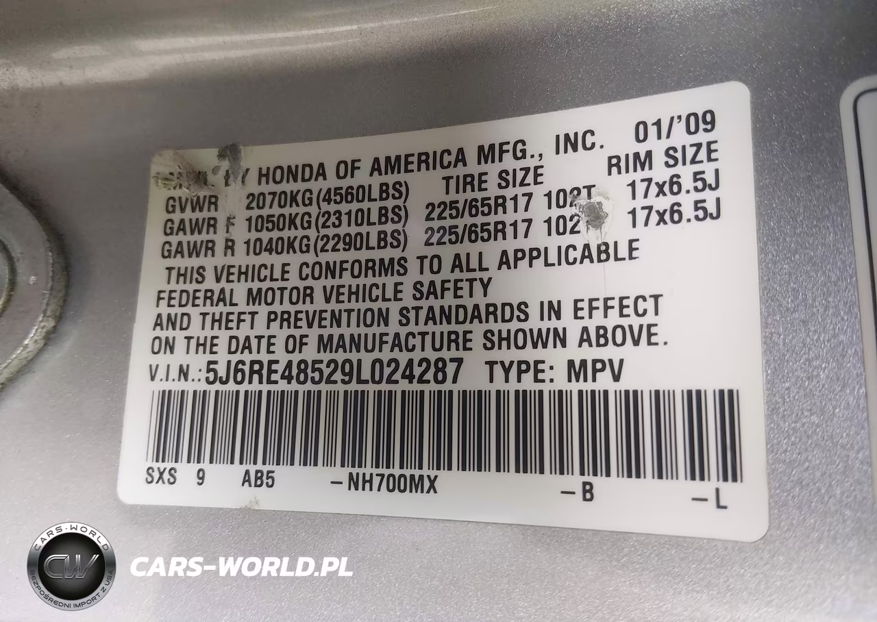 2009 Honda Cr-V Ex VIN:5J6RE48529L024287 - 9