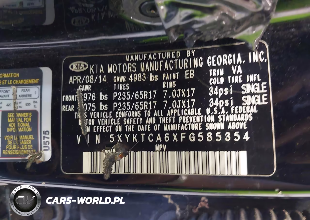 2015 Kia Sorento Lx VIN:5XYKTCA6XFG585354 - 9
