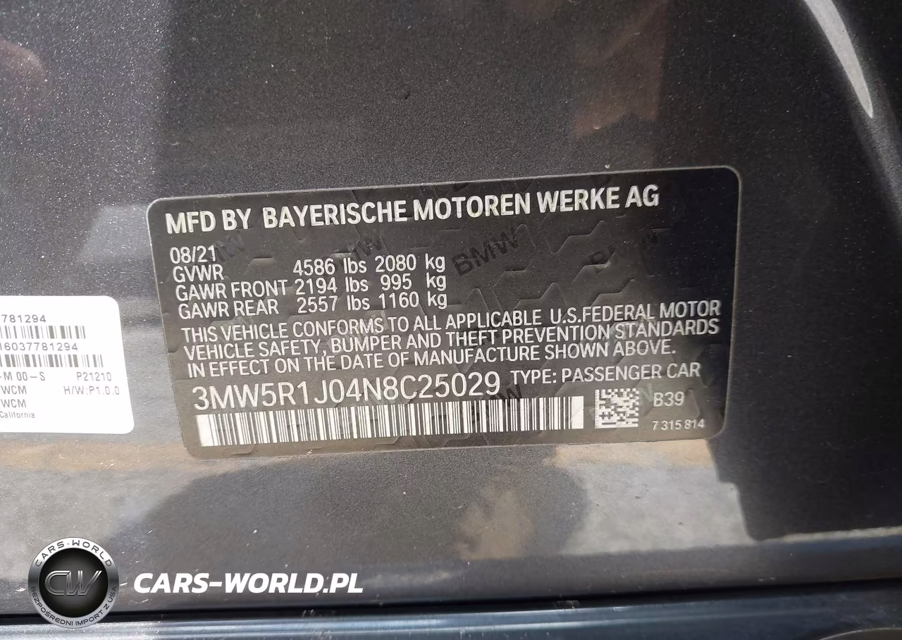 2022 BMW 330I VIN:3MW5R1J04N8C25029 - 9