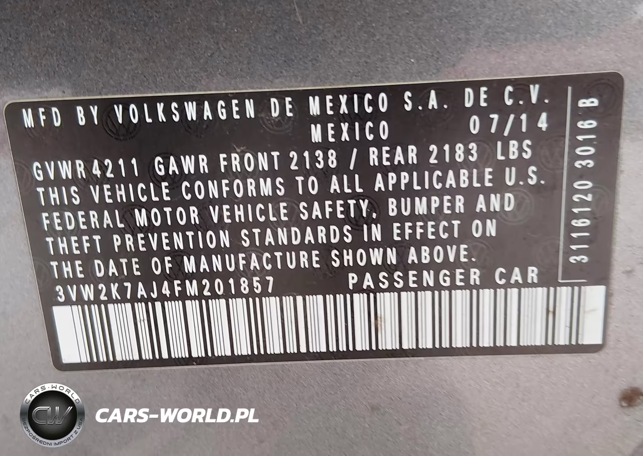 2015 Volkswagen Jetta 2.0L S VIN:3VW2K7AJ4FM201857 - 9