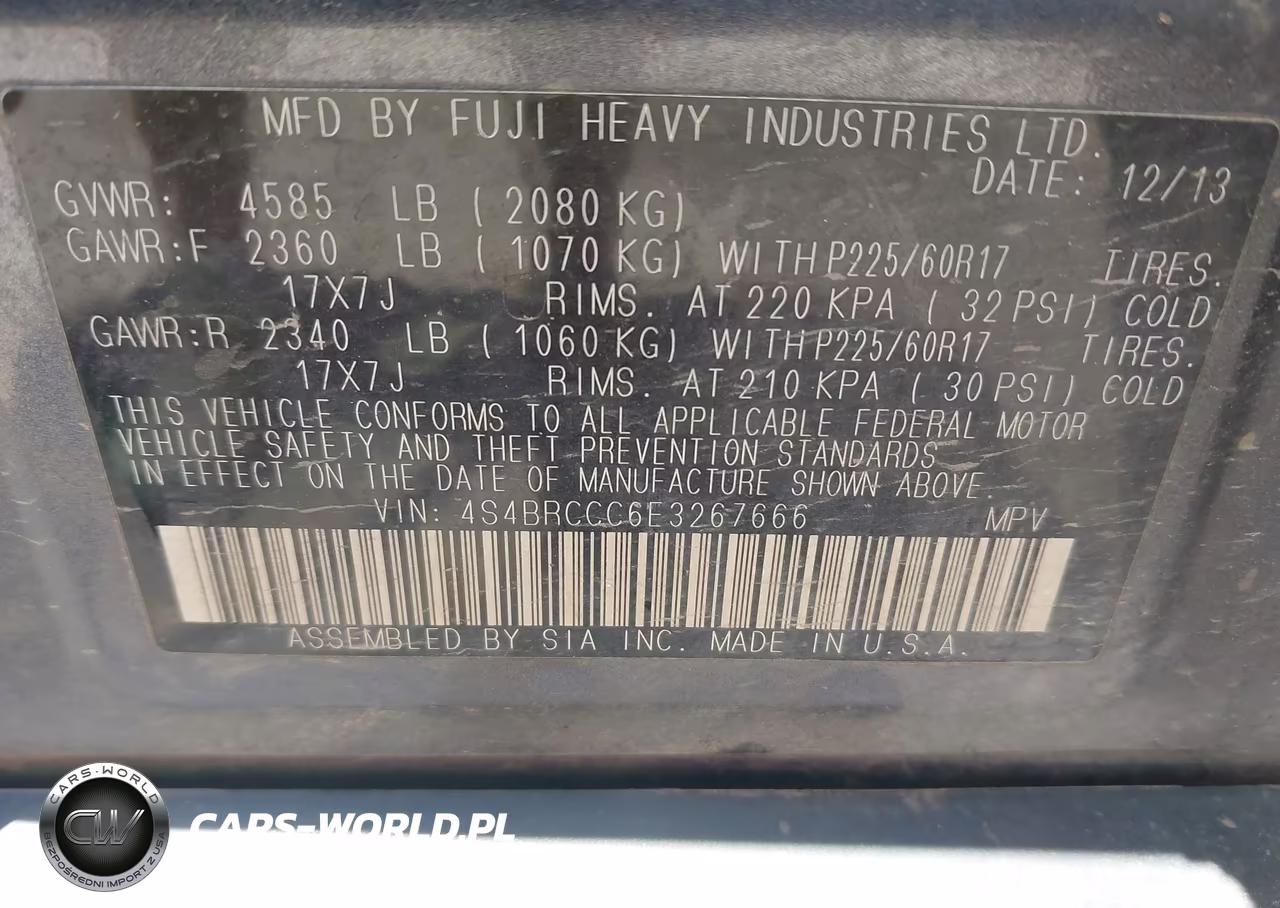 2014 Subaru Outback 2.5I Premium VIN:4S4BRCCC6E3267666 - 9