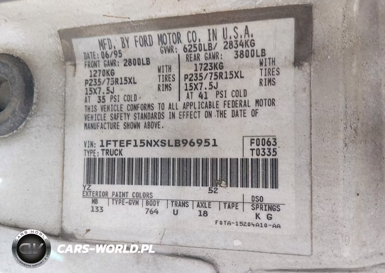 1995 Ford F150 VIN:1FTEF15NXSLB96951 - 9