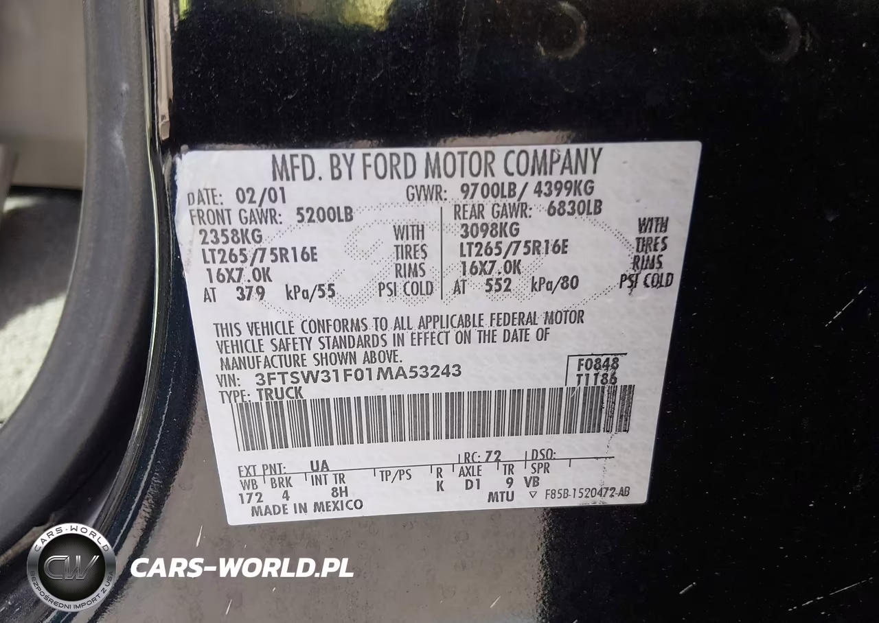 2001 Ford F-350 Lariat-Xl-Xlt VIN:3FTSW31F01MA53243 - 9