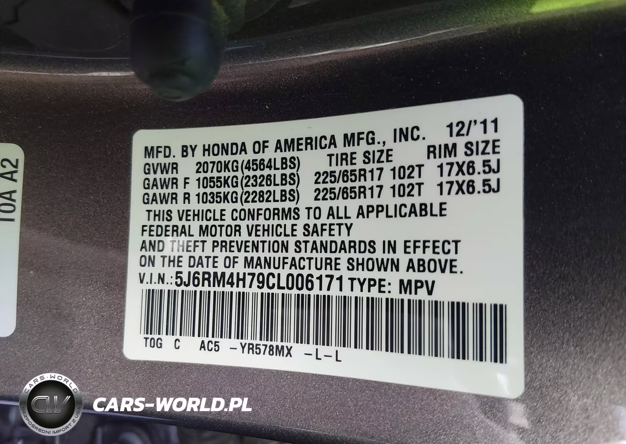 2012 Honda Cr-V Ex-L VIN:5J6RM4H79CL006171 - 9