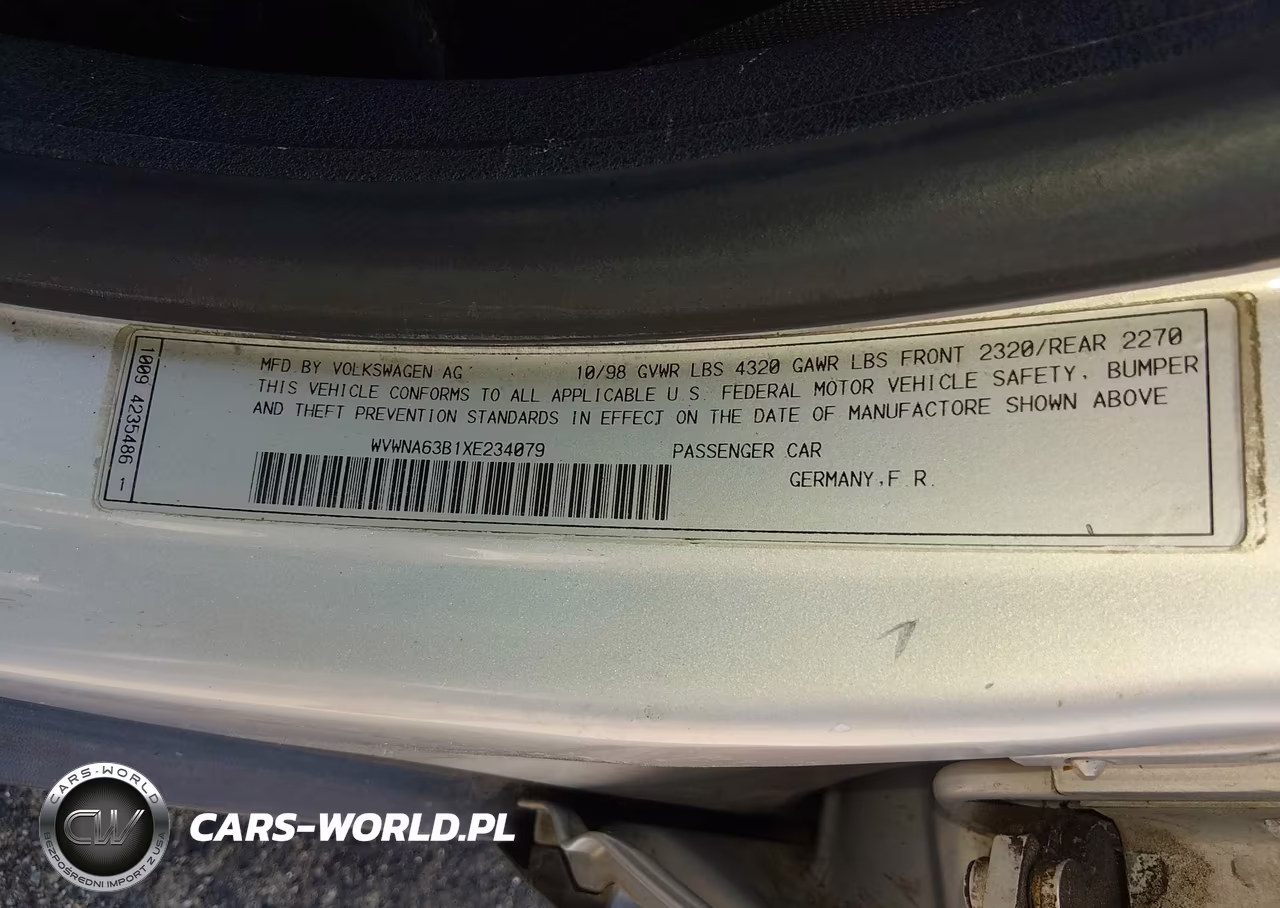 1999 Volkswagen Passat Gls VIN:WVWNA63B1XE234079 - 9