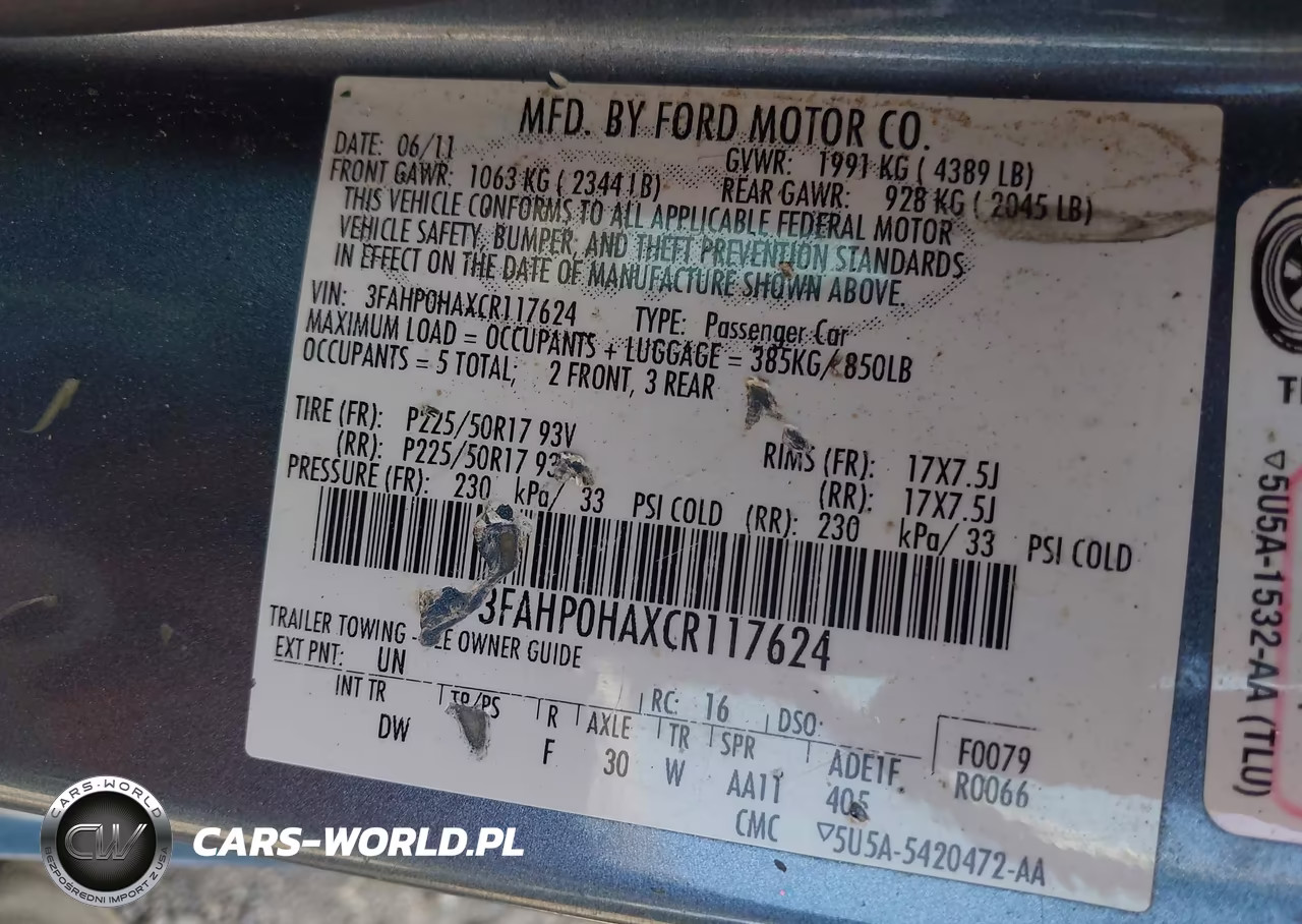2012 Ford Fusion Se VIN:3FAHP0HAXCR117624 - 9
