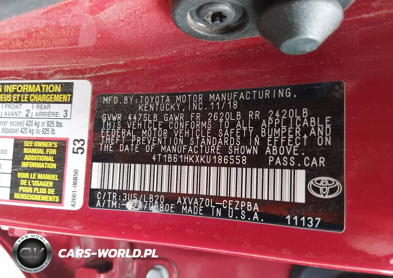2019 Toyota Camry Xse VIN:4T1B61HKXKU186558 - 9