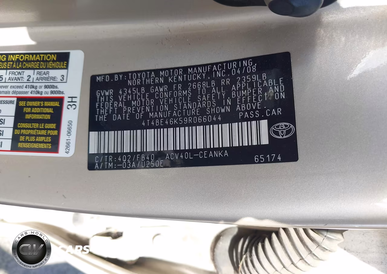 2009 Toyota Camry Le VIN:4T4BE46K59R066044 - 9