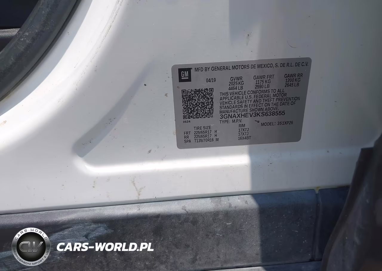 2019 Chevrolet Equinox Ls VIN:3GNAXHEV3KS638555 - 9