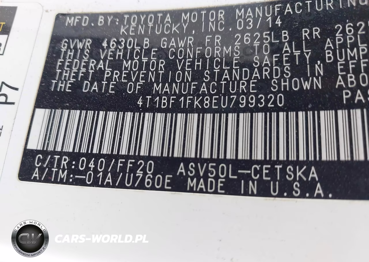 2014 Toyota Camry Se VIN:4T1BF1FK8EU799320 - 9